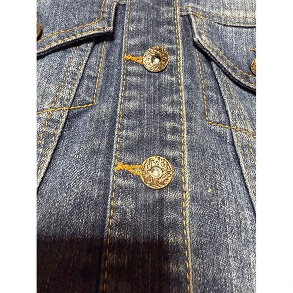 Paris Blues Women Small Blue Denim Trucker Vest Medium Wash Sleeveless Jacket - Picture 3 of 9